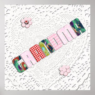 Affiches Patchwork 'Grand-mère' Sur Dentelle