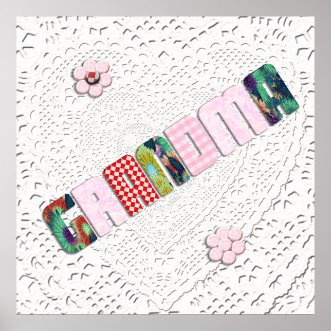 Affiches Patchwork 'Grand-mère' Sur Dentelle (Devant)