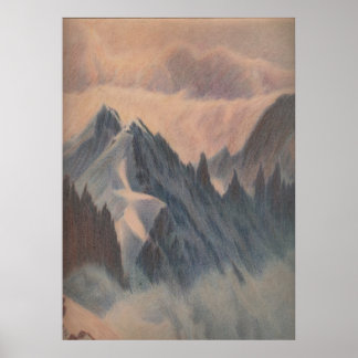Affiches Pâte vintage dessiner le glacier de montagne