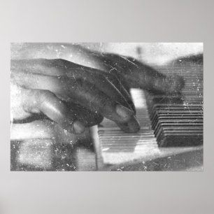 Affiches pattes de peau foncée bw jouer piano clavier grung