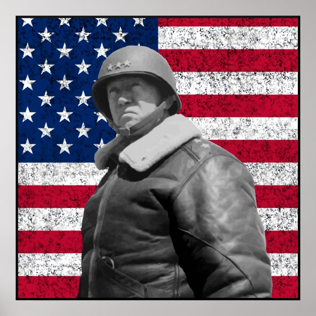 Affiches Patton et le drapeau américain — Frontière (Devant)