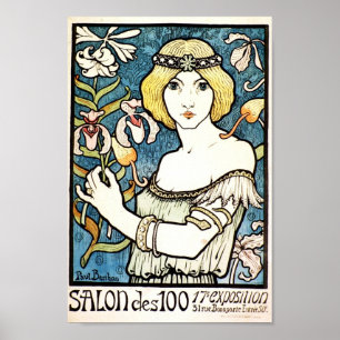 Affiches Paul Berthon Salon Des Cent Art Nouveau Vintage