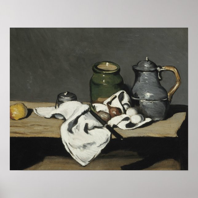 Affiches Paul Cezanne - La vie morte avec Kettle (Devant)