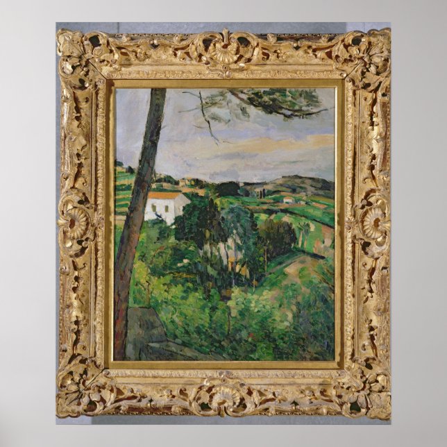 Affiches Paul Cezanne | Paysage avec toit rouge ou le pin (Devant)