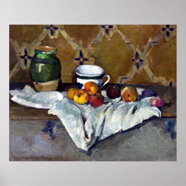 Affiches Paul Cezanne Still Life avec Jar, Cup et Pommes (Devant)