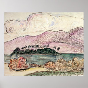 Affiches Paul Gauguin   Paysage tahitien (avec papier)