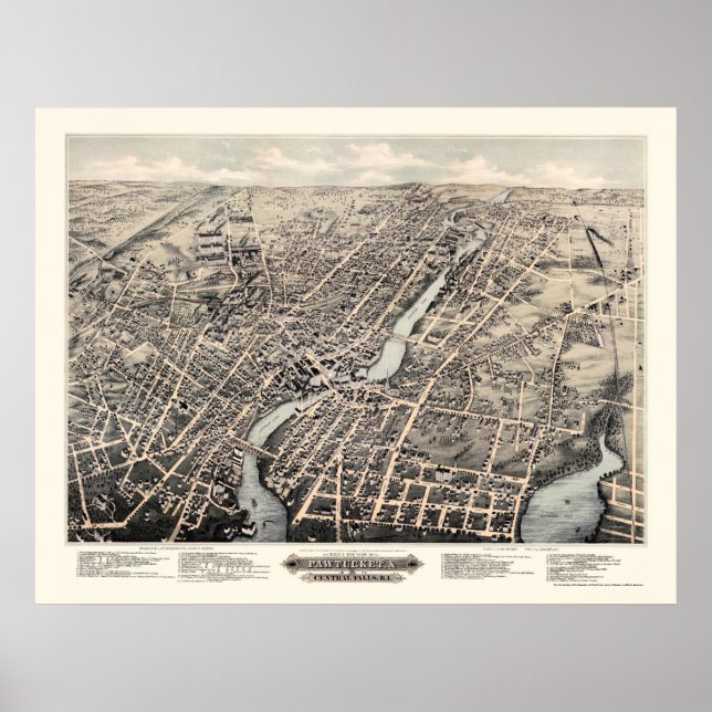 Affiches Pawtucket, RI Panoramic Map - 1877 (Devant)