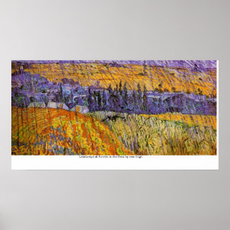 Affiches Paysage à Auvers dans la pluie par van Gogh