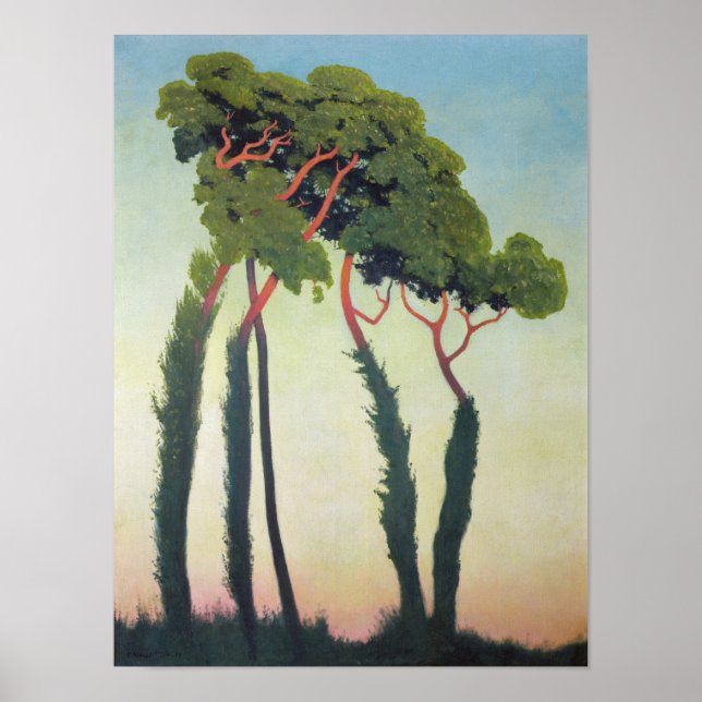 Affiches Paysage avec arbres, 1911 (Devant)