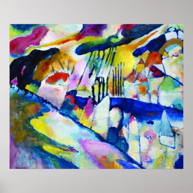 Affiches Paysage avec pluie de Wassily Kandinsky (Devant)