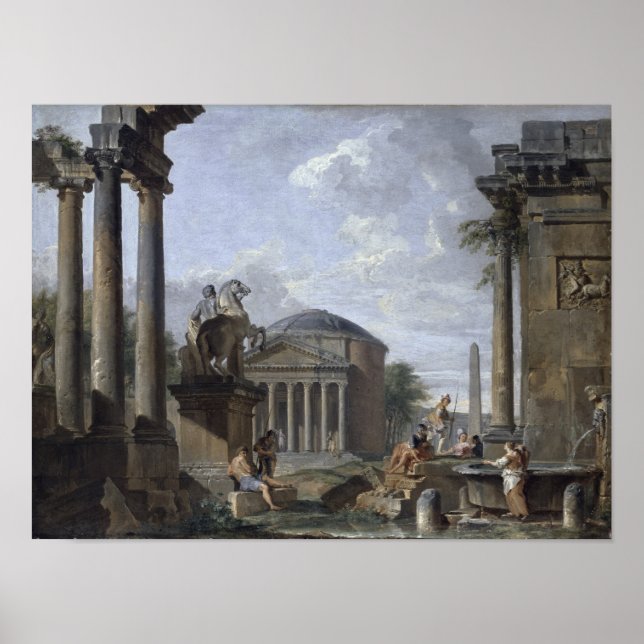 Affiches Paysage avec ruines romaines (Devant)