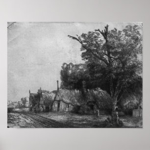 Affiches Paysage avec trois cottages, 1650