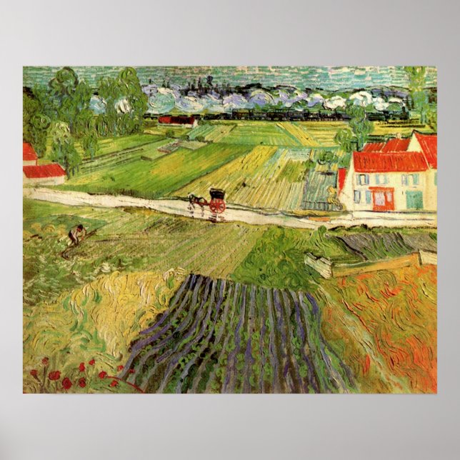 Affiches Paysage, Carrosse et Train par Vincent van Gogh (Devant)