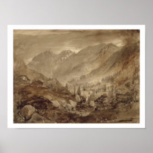 Affiches Paysage de montagne, Macugnaga, 1845 (stylo et