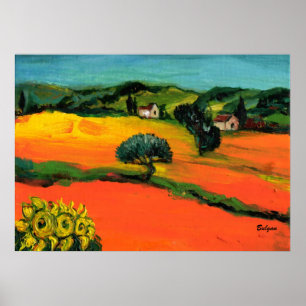AFFICHES PAYSAGE DE TOSCANE AVEC DÉBORDEMENT