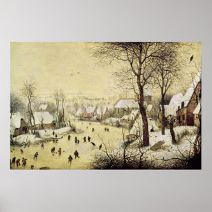 Affiches Paysage hivernal avec patineurs