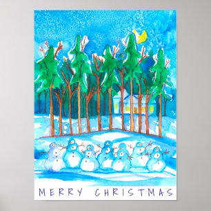 Affiches Paysage hivernal Snowman Joyeux Noël
