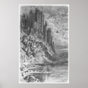 Affiches Paysage Imaginaire avec ville et château