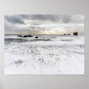 Affiches Paysage marin océanique écumeux pâle, Islande