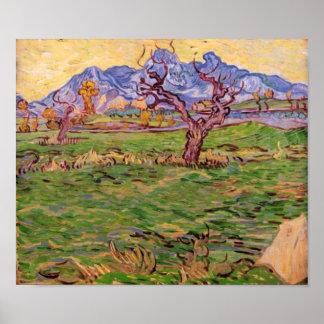 Affiches Paysage Montagnes de l'olivier, Van Gogh Art