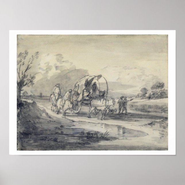 Affiches Paysage ouvert avec tireur et panier couvert, c.1 (Devant)