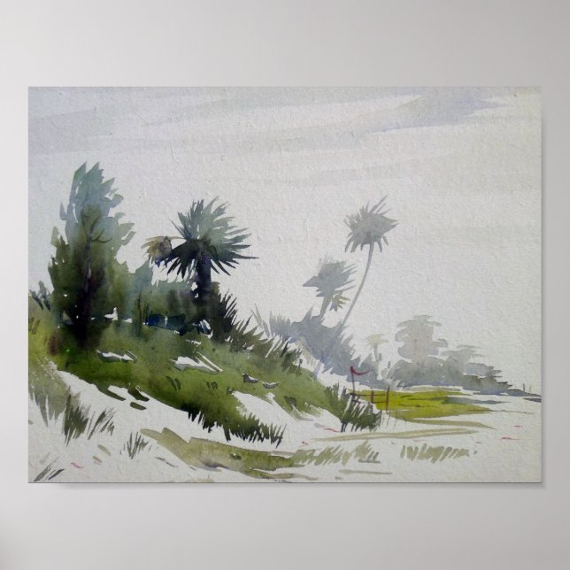 Affiches Paysage rural peinture aquarelle (Devant)