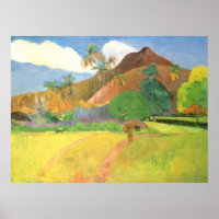 Paysage tahitien, Montagnes Tahiti, Paul Gauguin