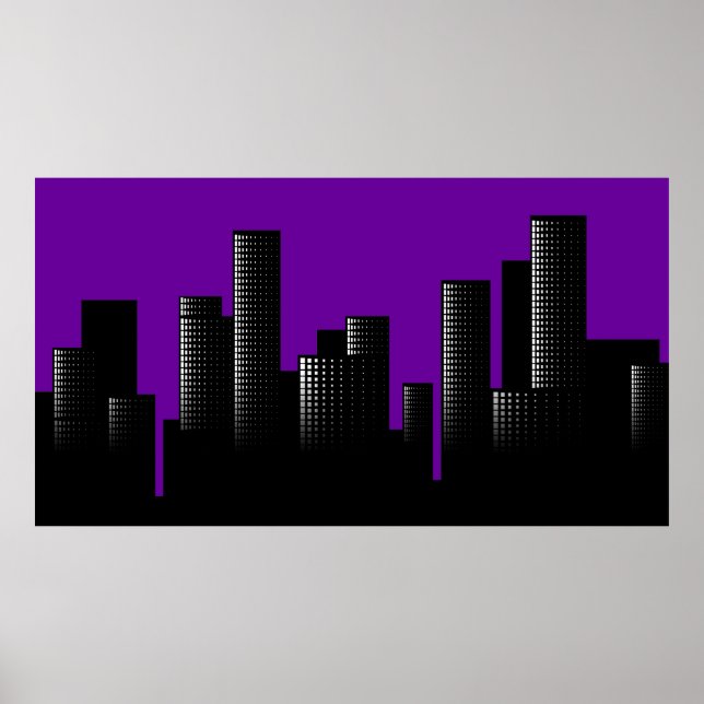 Affiches paysage urbain pourpre (Devant)