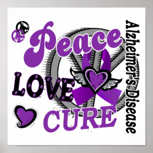 Affiches Peace Love Cure 2 Maladie d'Alzheimer