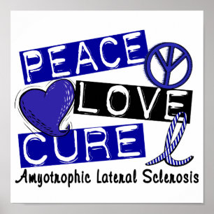 Affiches Peace Love Cure ALS Sclérose latérale amyotrophiqu