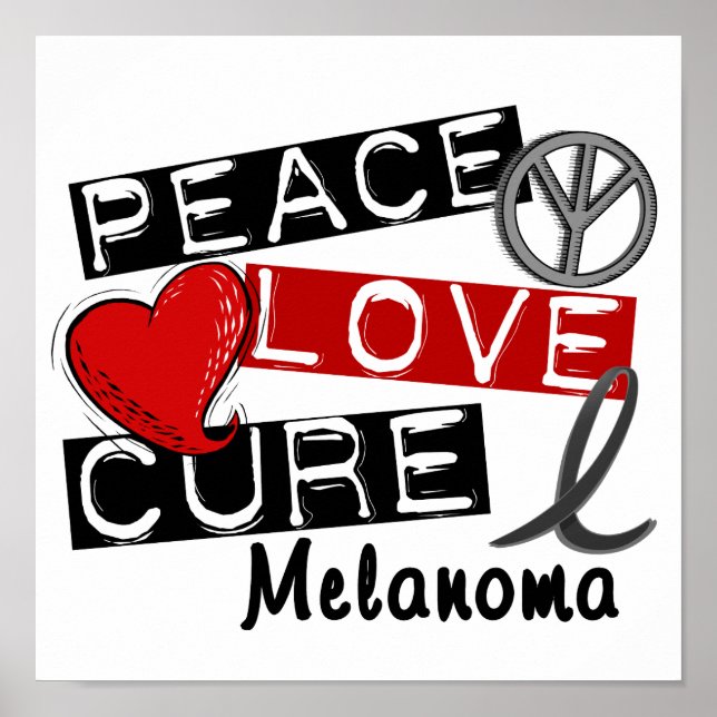 Affiches Peace Love Cure Melanoma (Devant)
