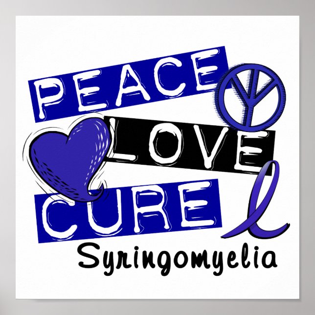 Affiches Peace Love Cure Syringomyelia (Devant)