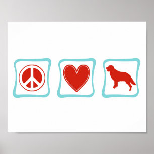Affiches Peace Love Golden Retriever Carrés