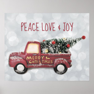 Affiches Peace Love & Joy avec RedToy Truck Joyeux Noël