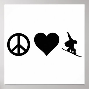 Affiches Peace Love Snowboard