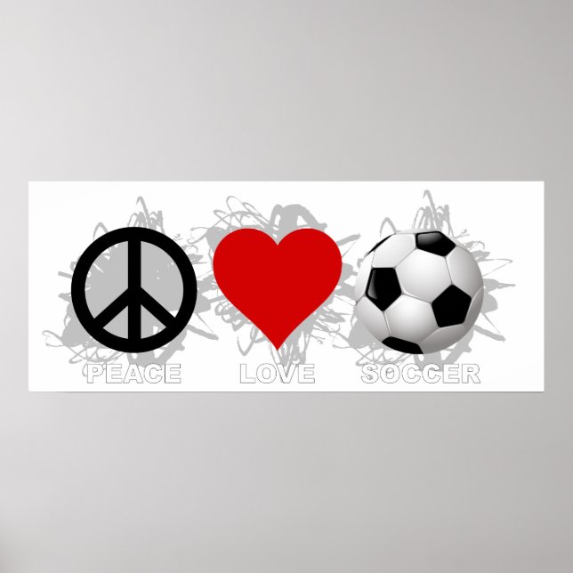 Affiches Peace Love Soccer Emblem (Devant)