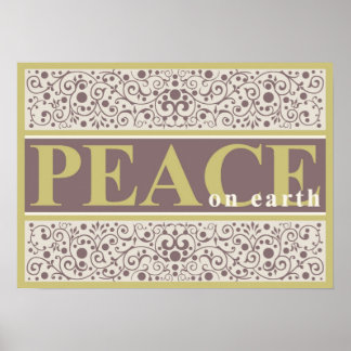 Affiches Peace on Earth Ornate Gold Purple Crème Noël