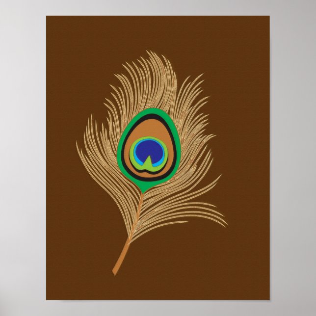 Affiches Peacock Beige sur Chocolat Brown (Devant)