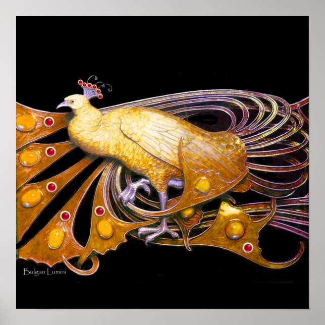 Affiches PEACOCK, jaune rouge violet noir (Devant)