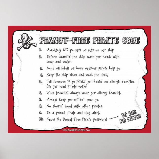 Affiches Peanut-Free Pirate Code (Poster) (Devant)