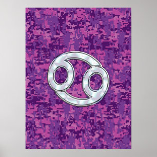 Affiches Pearl Like Cancer Zodiac Sign on Digital Camo