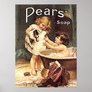 Affiches Pears Soap Kids Washing Chien