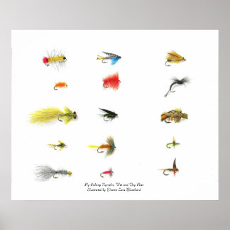 Affiches Pêche à la mouche, Nymphes de pêche à la mouche, F