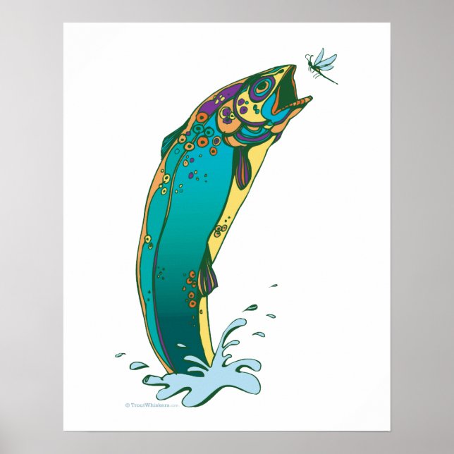 Affiches Pêche à la truite psychédélique (Devant)