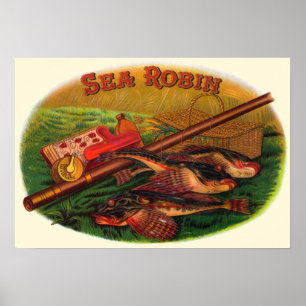 Affiches Pêche vintage Gear Cigar Étiquette Art, Sea Robin