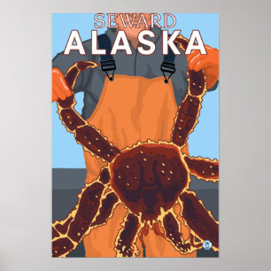 Affiches Pêcheur de crabe royal - Sewing, Alaska