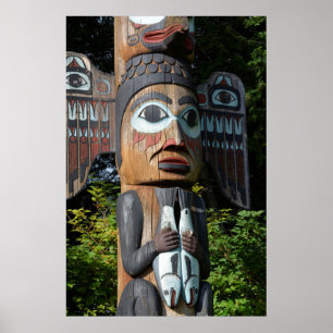 Affiches Pêcheur Sur Totem Pole, Alaska