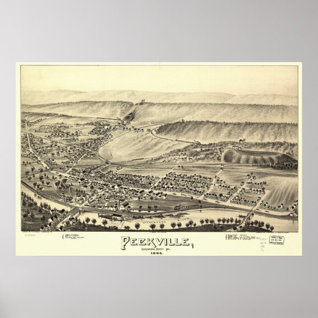 Affiches Peckville Pennsylvanie 1892 Carte panoramique anti (Devant)