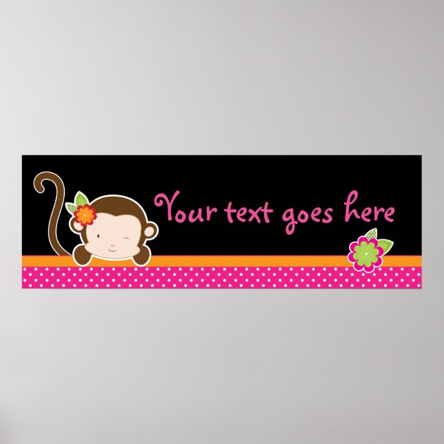 Affiches Peek A Boo Pink Girl Monkey Safari Jungle Banner (Devant)