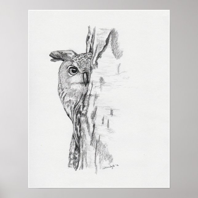 Affiches Peeking Owl" (Devant)